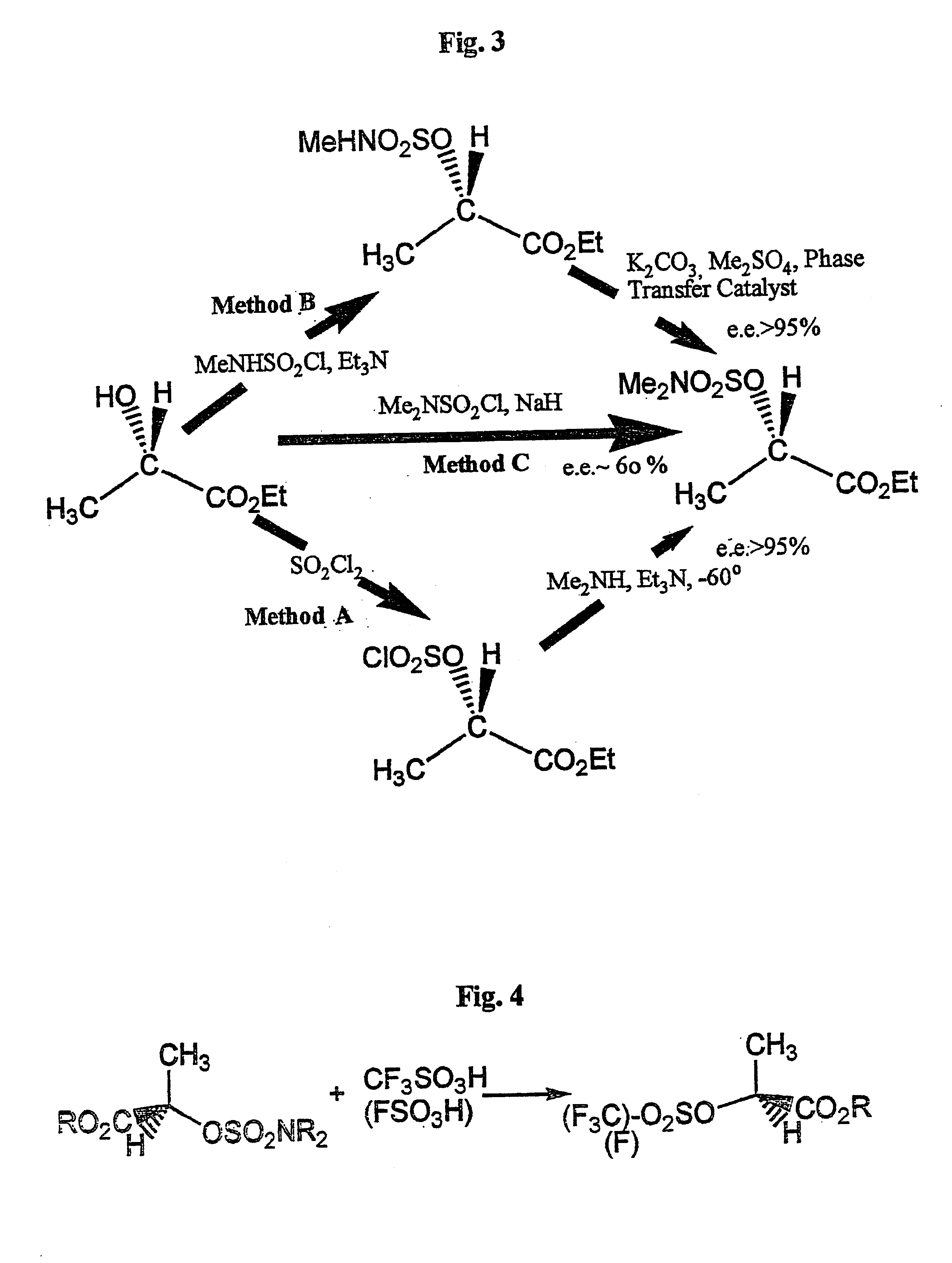 Conversion of a hydroxy group in certain alcohols into a fluorosulfonate ester or a trifluoromethylsulfonate ester