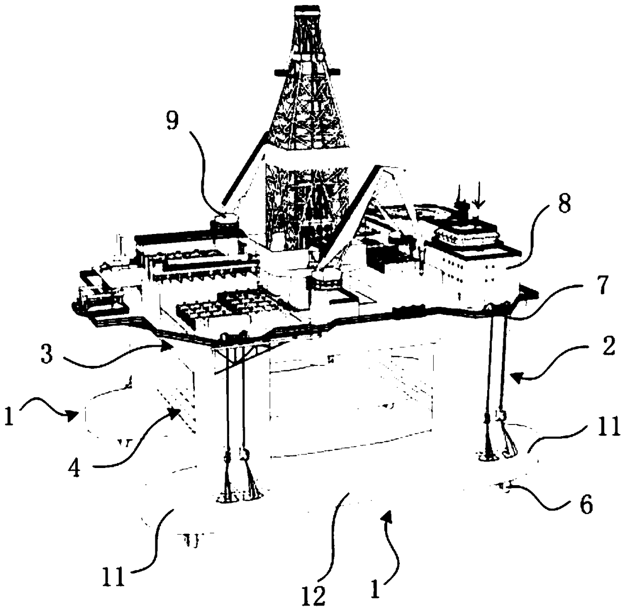 Medium and deep water semi-submersible drilling platform