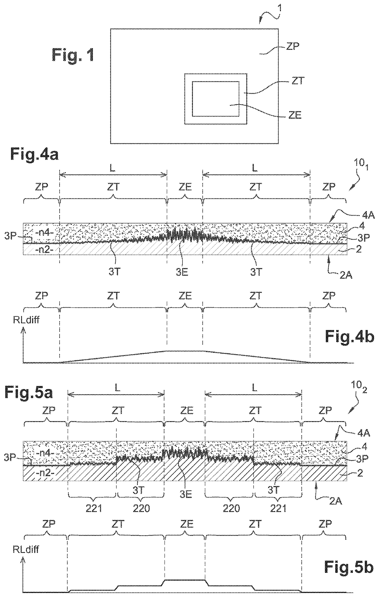 Transparent layered element comprising a display region