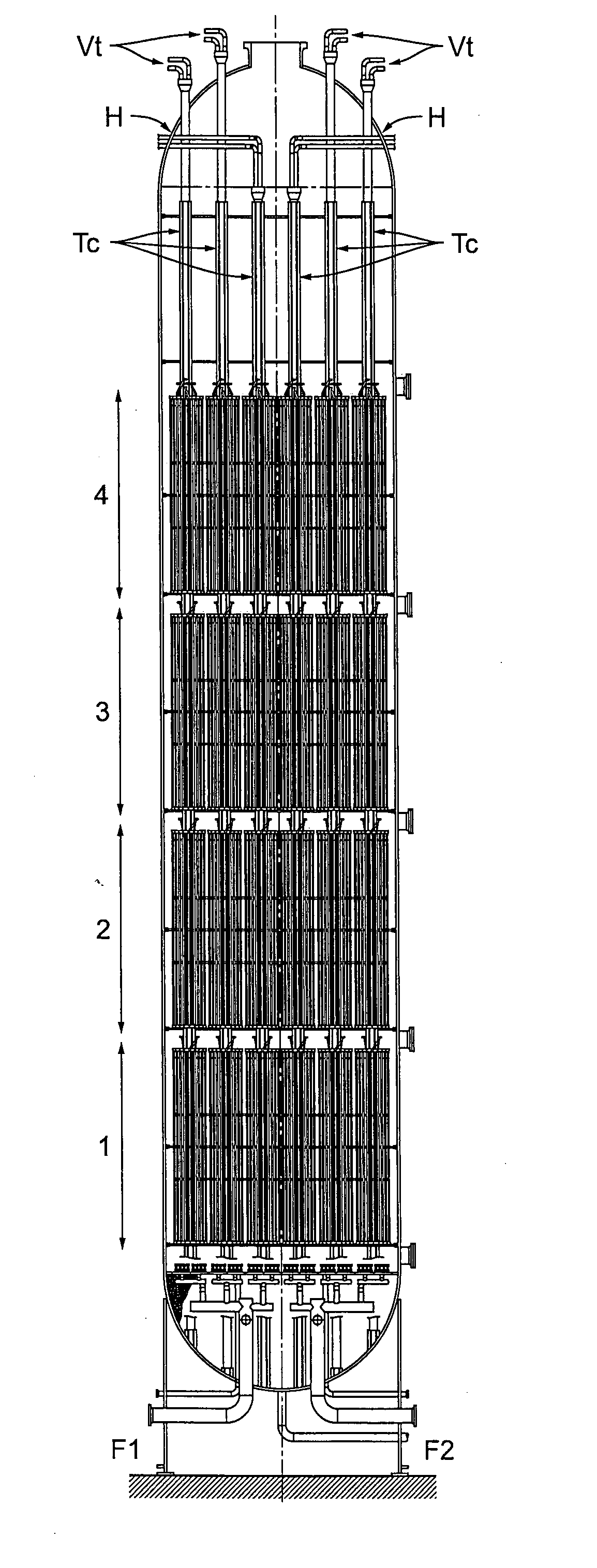 Novel internal exchanger for gas-liquid-solid fluidized bed reactor employing a highly exothermic reaction