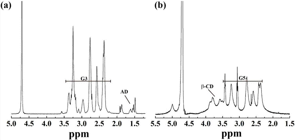 Method for constructing core-shell superstructure dendrimer with amino groups on surface through host and guest self-assembling effect