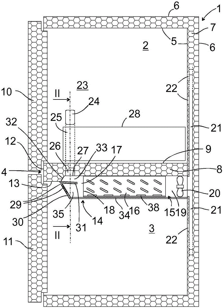 Refrigeration device having a plurality of storage chambers