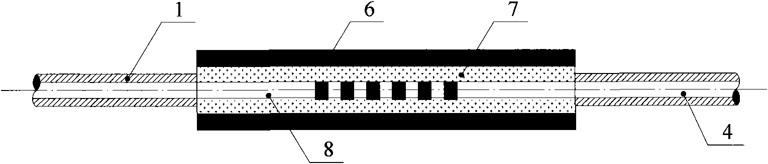 Fiber grating strain and temperature simultaneously measuring sensor