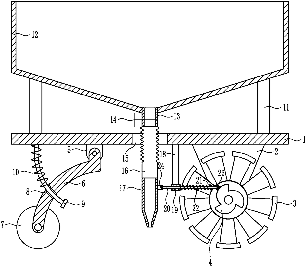 Special fertilizer spraying machine for oil sunflowers