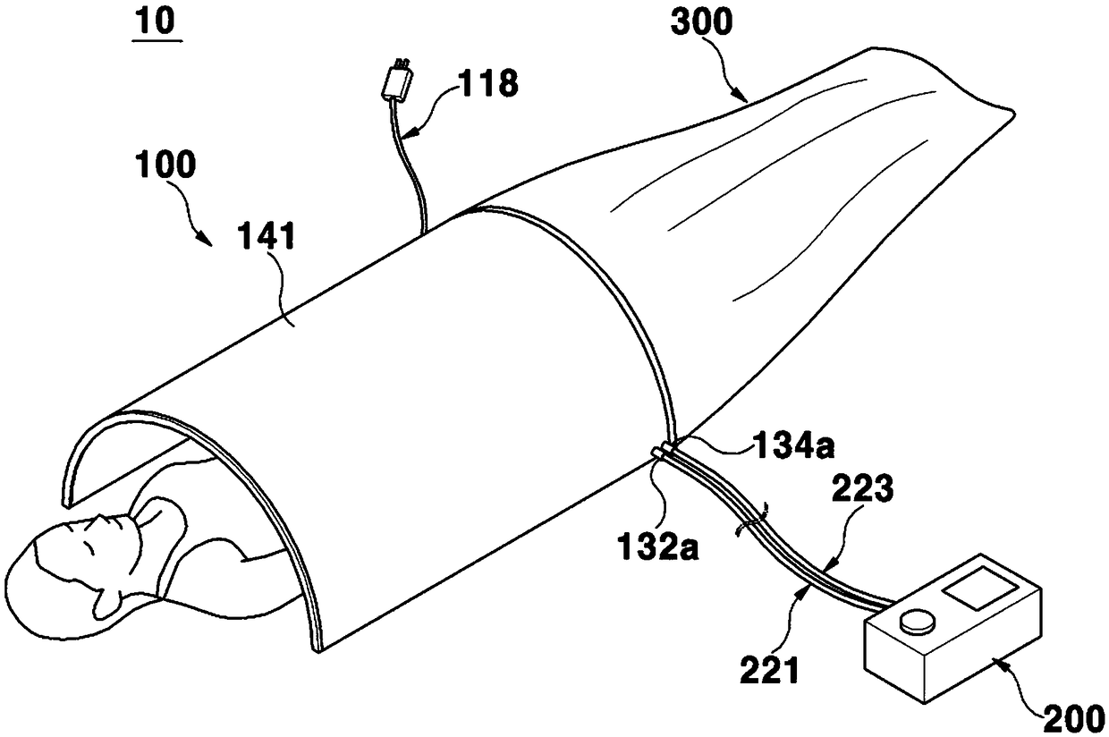 Tunnel type hot water fomentation device