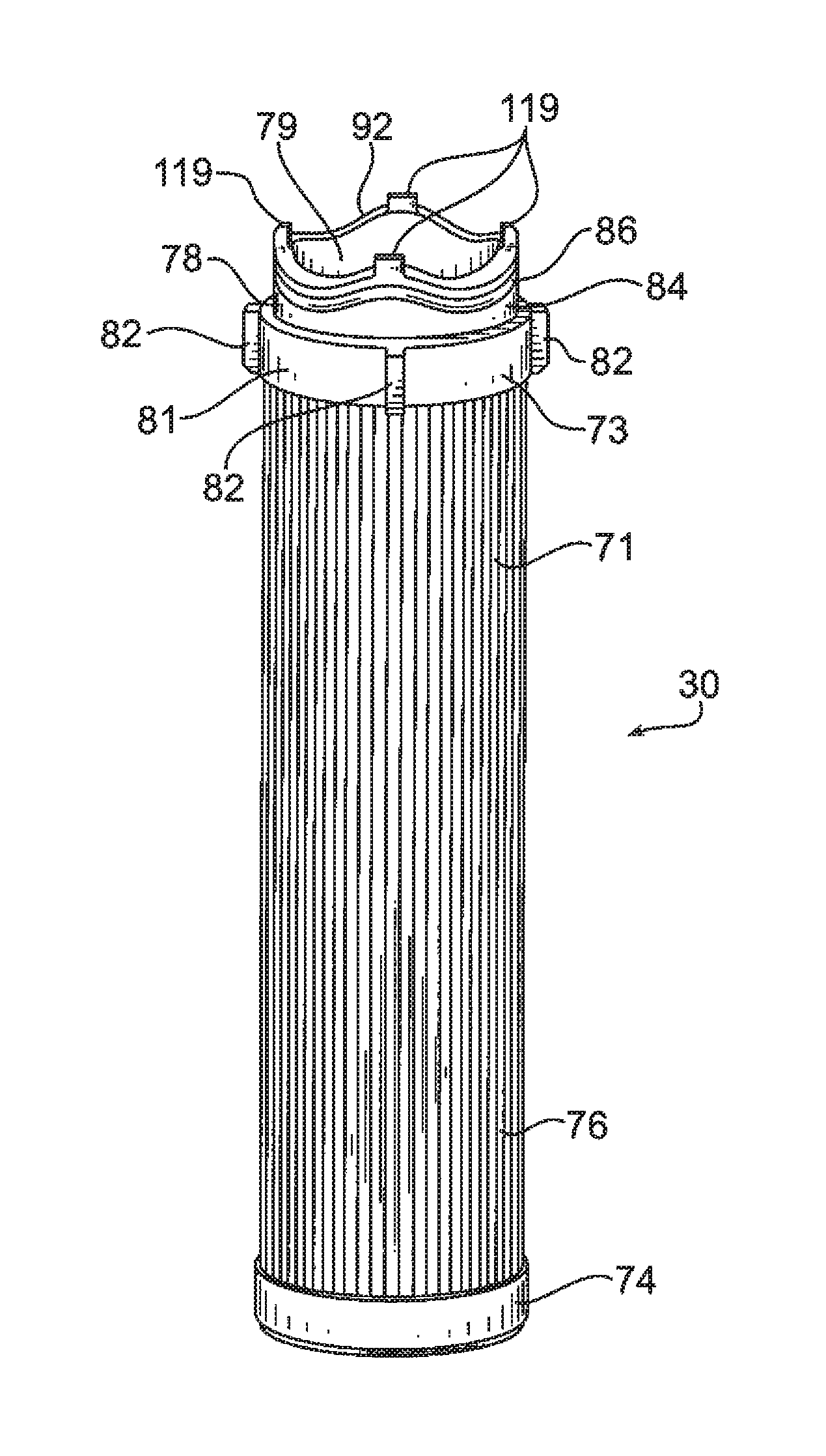 Filter element wave gland seal