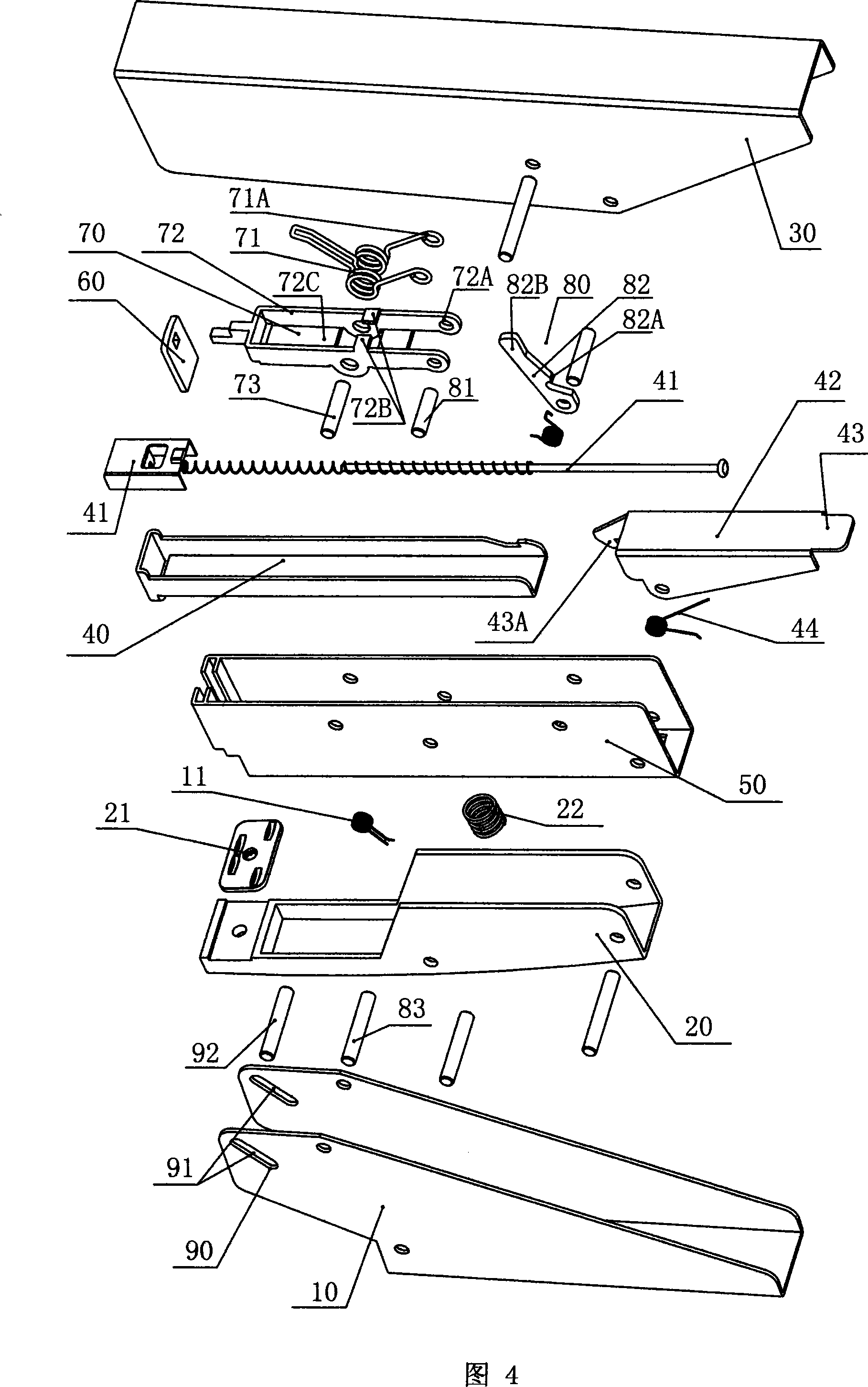 Needle nailing force self-adjusting energy-storage clamp-shaped stapler