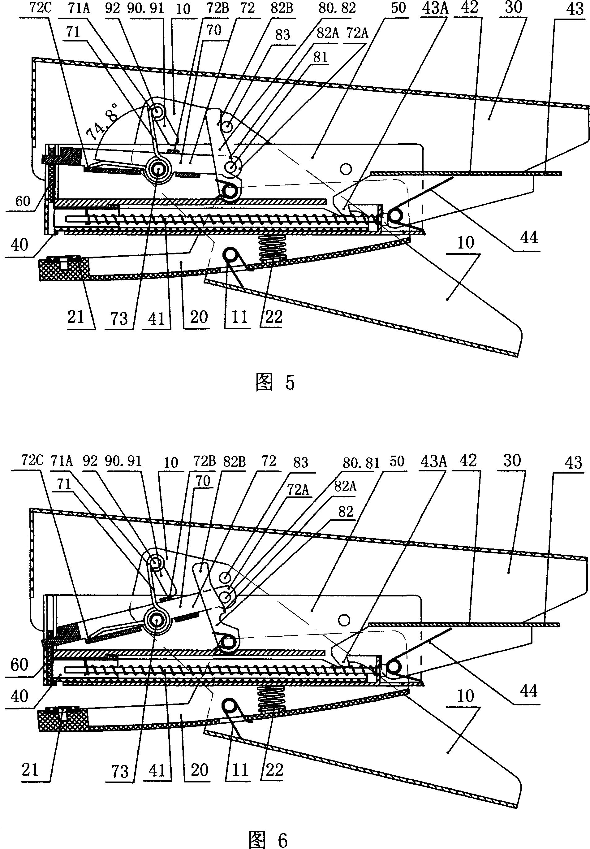 Needle nailing force self-adjusting energy-storage clamp-shaped stapler