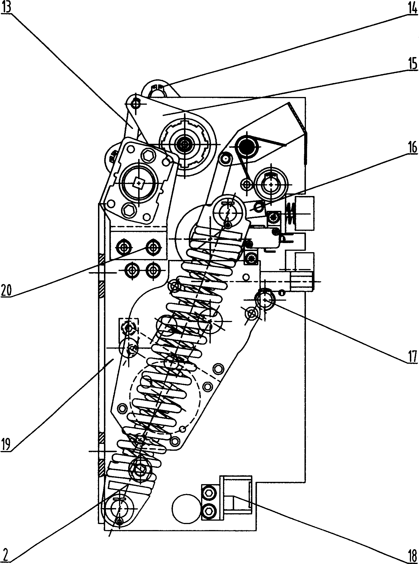 Small size spring operating mechanism for vacuum circuit breaker