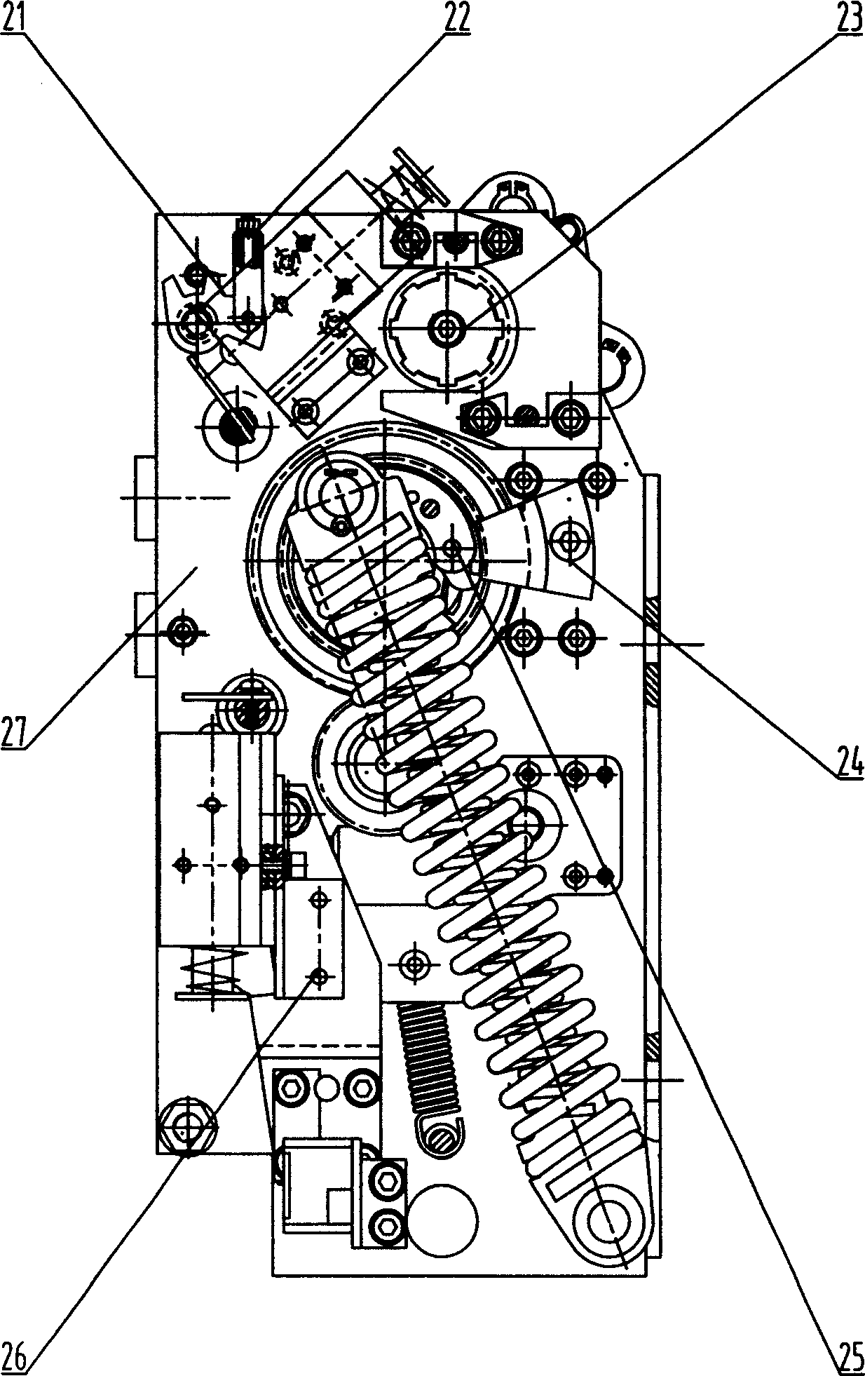 Small size spring operating mechanism for vacuum circuit breaker