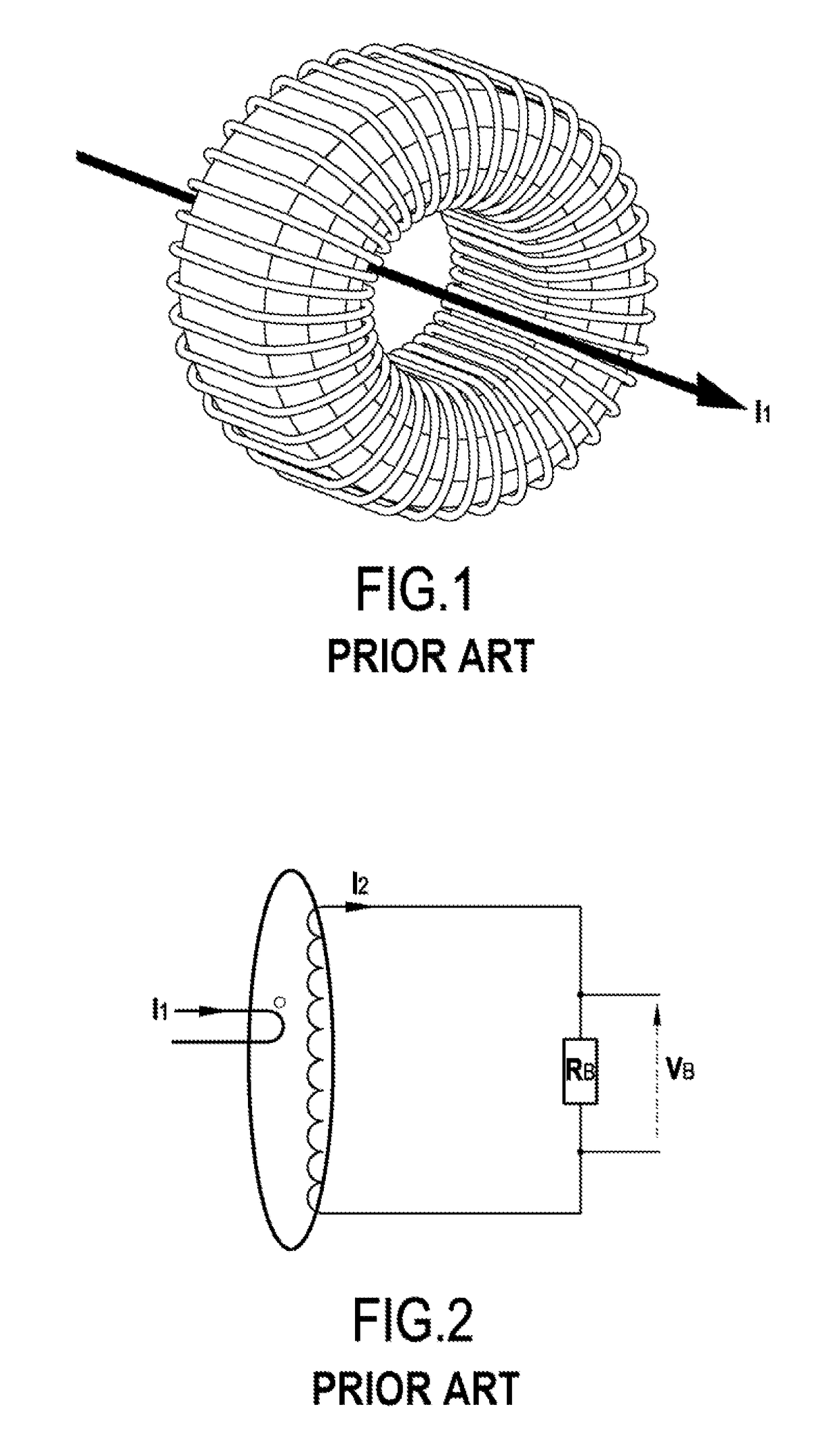 A current measuring device protected against electrical surges when opening the circuit