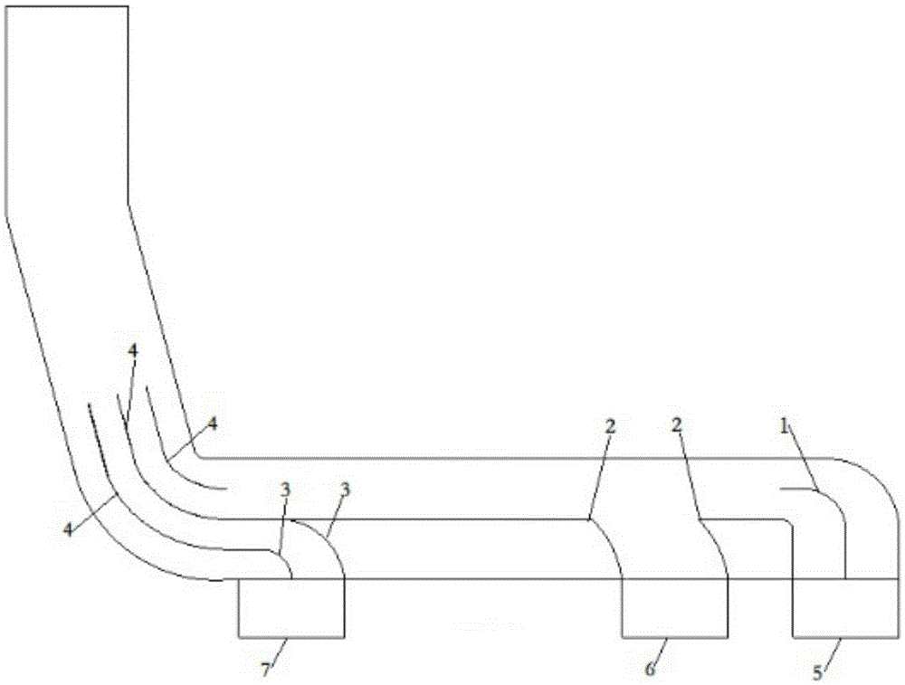 Air deflector structure in main used after flow converging of induced draft fans