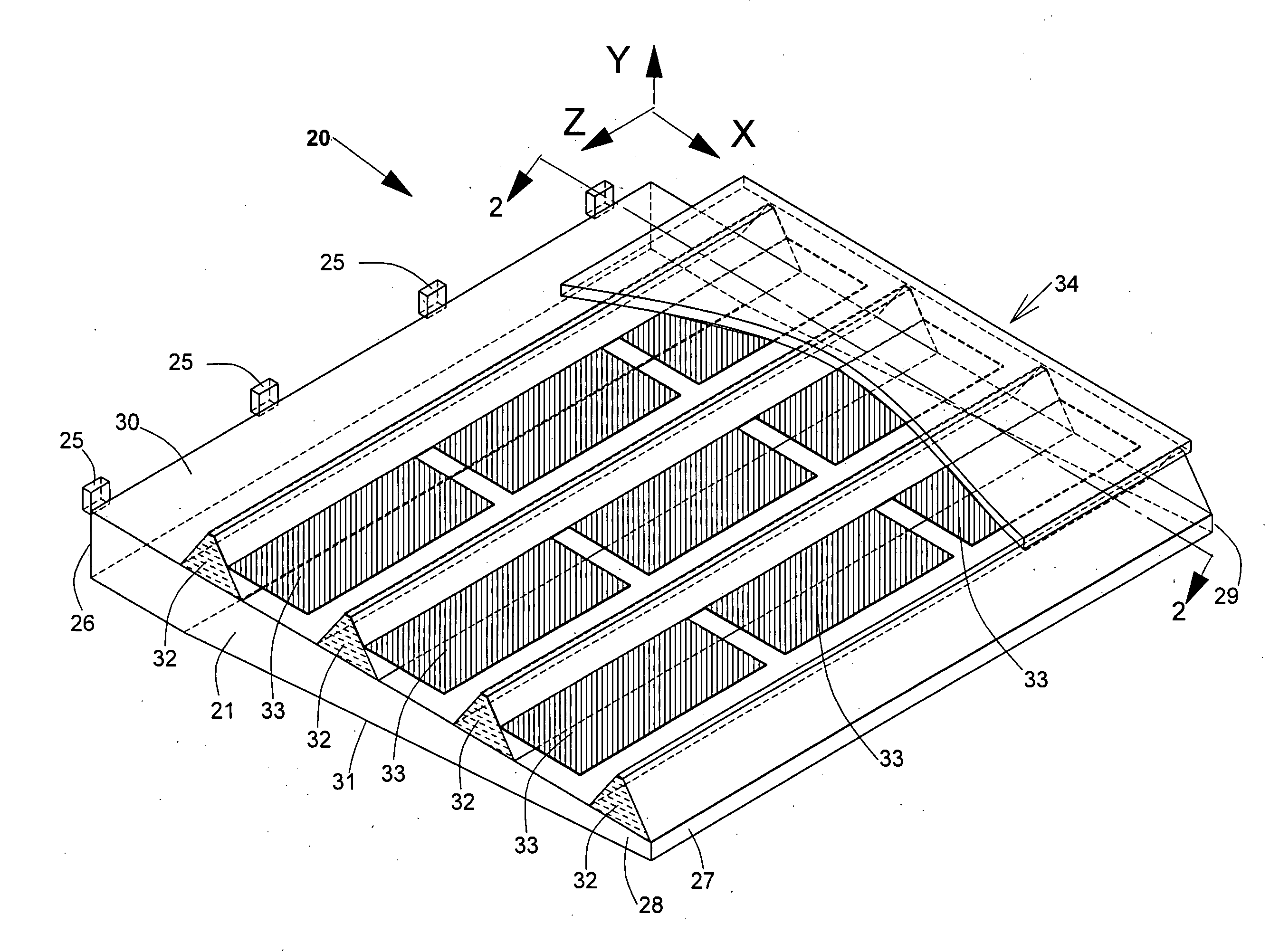 Display including waveguide, micro-prisms and micro-mirrors