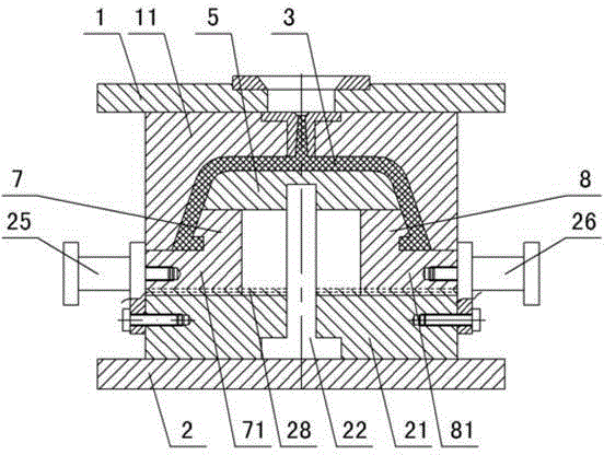 Inner annular backoff demoulding mechanism for injection mould cavity piece