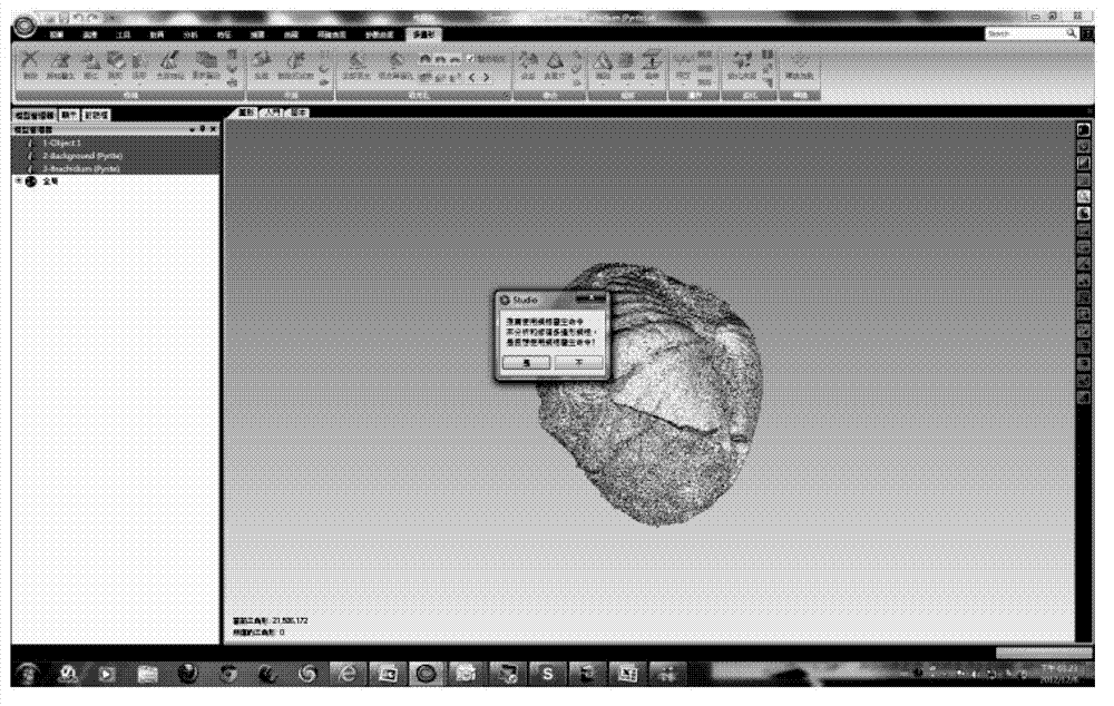 Data reduction method in manufacture of paleontological fossil structure inter-carven specimen