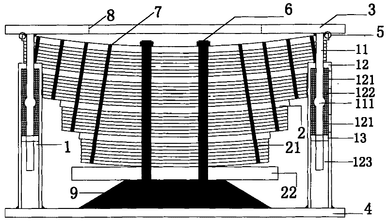 Large-tonnage vertical shock insulation damping device