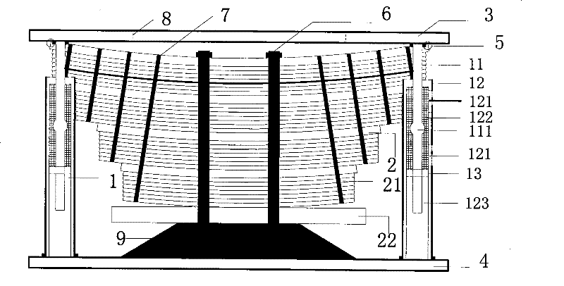 Large-tonnage vertical shock insulation damping device