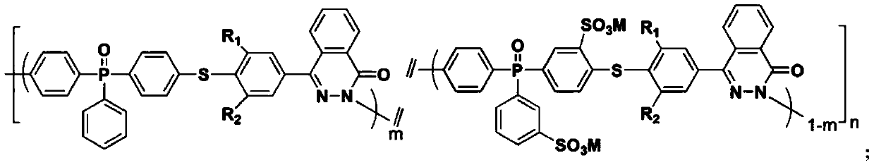 Phthalazinone-containing disulfonated poly(arylene thioether phosphine oxide), and preparation method and application thereof