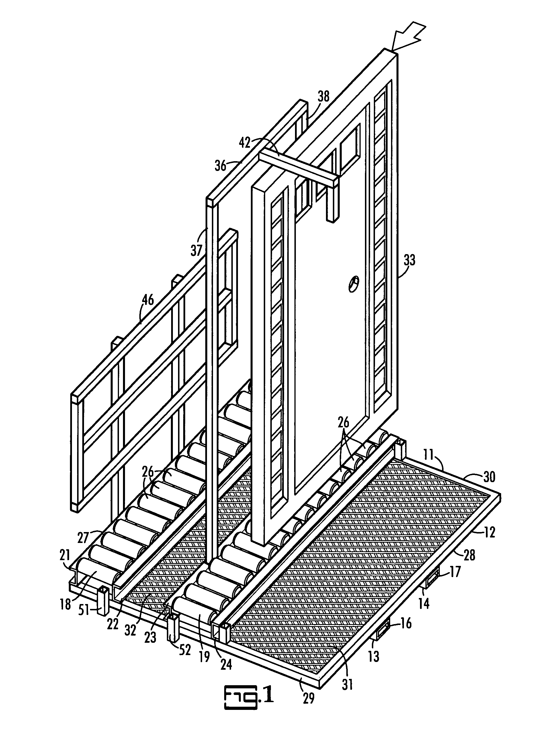 Loading platform with twin roller conveyors