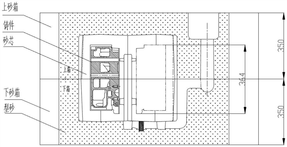 Air cylinder cover casting technology adopted under limited sand box size condition