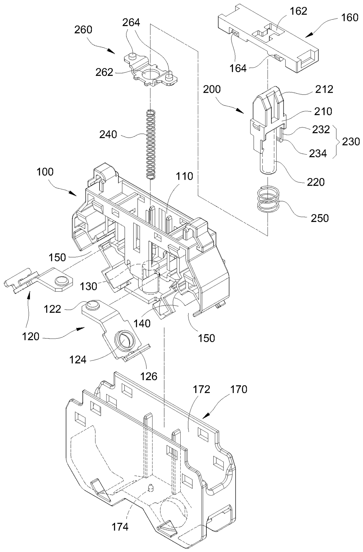 Press-type switch wiring structure