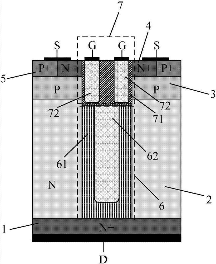 Split gate power MOS device