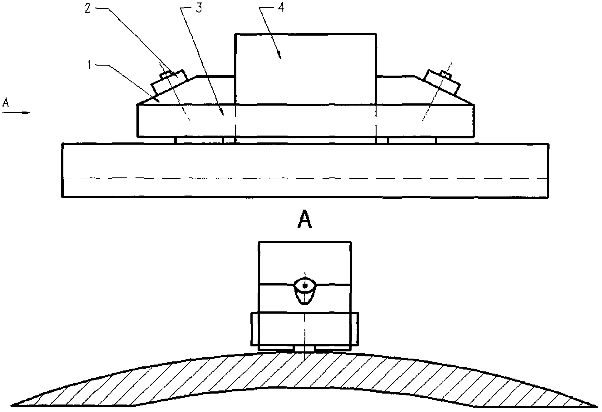 Curved-surface steel plate residual stress ultrasonic detection transceiver device