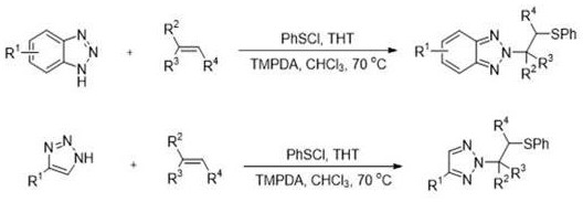 Synthesis method of N2-beta-sulfanyl triazole derivative