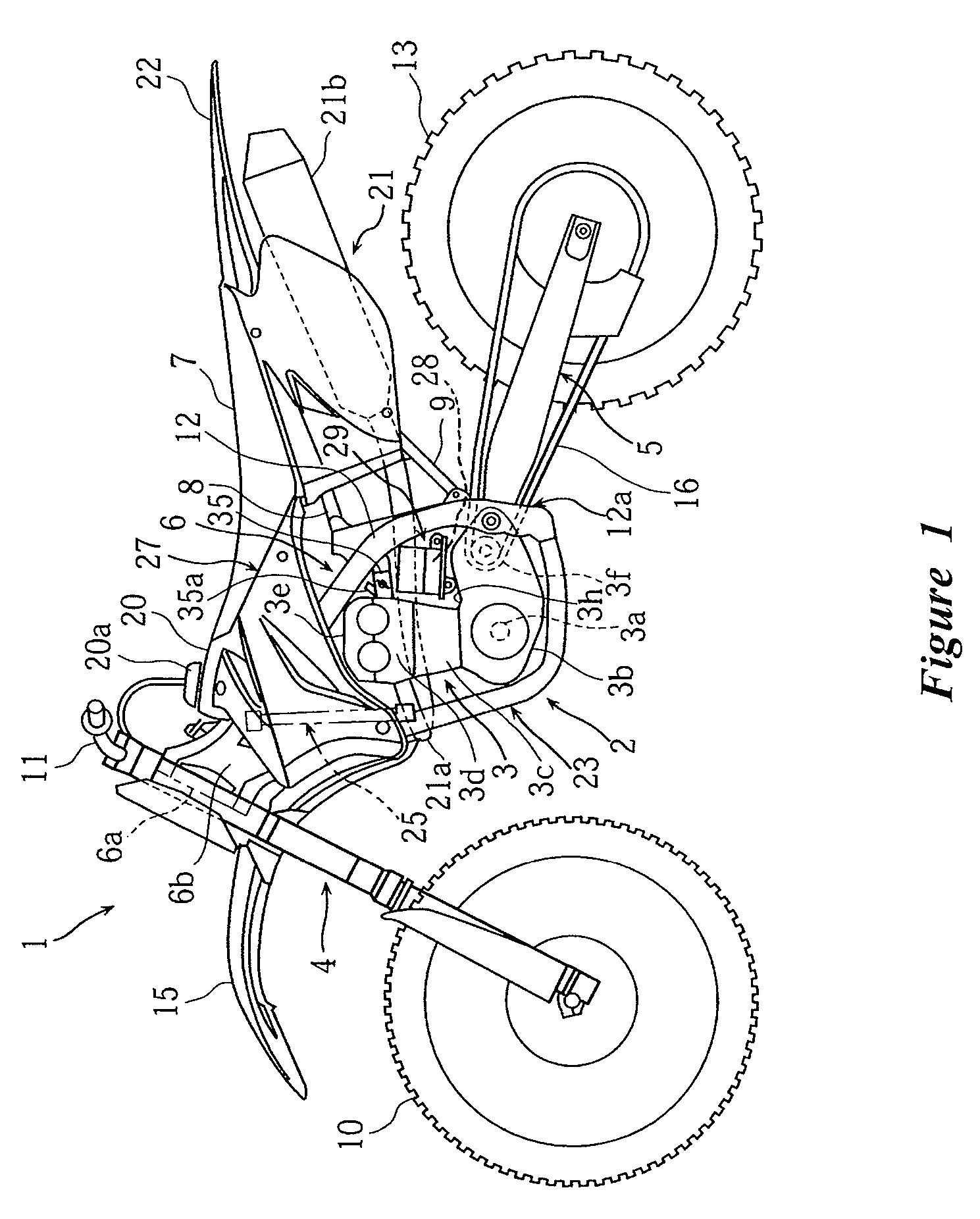 Motorcycle with battery mounting arrangement