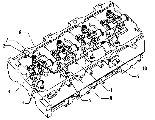 Fixing structure of engine cylinder internal wire harness assembly and method for fixing wire harness assembly