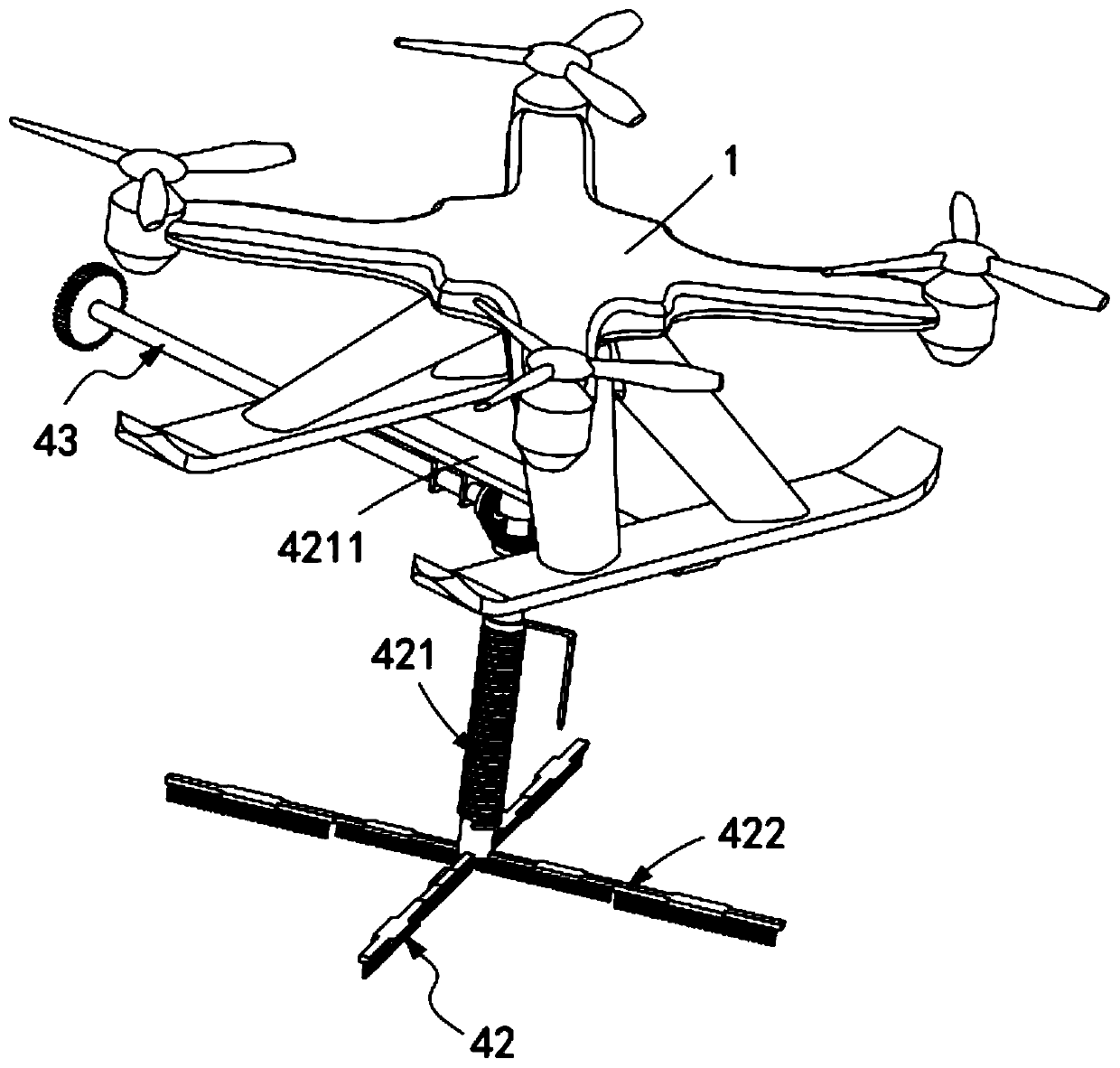 Solar photovoltaic panel surface cleaning unmanned aerial plane