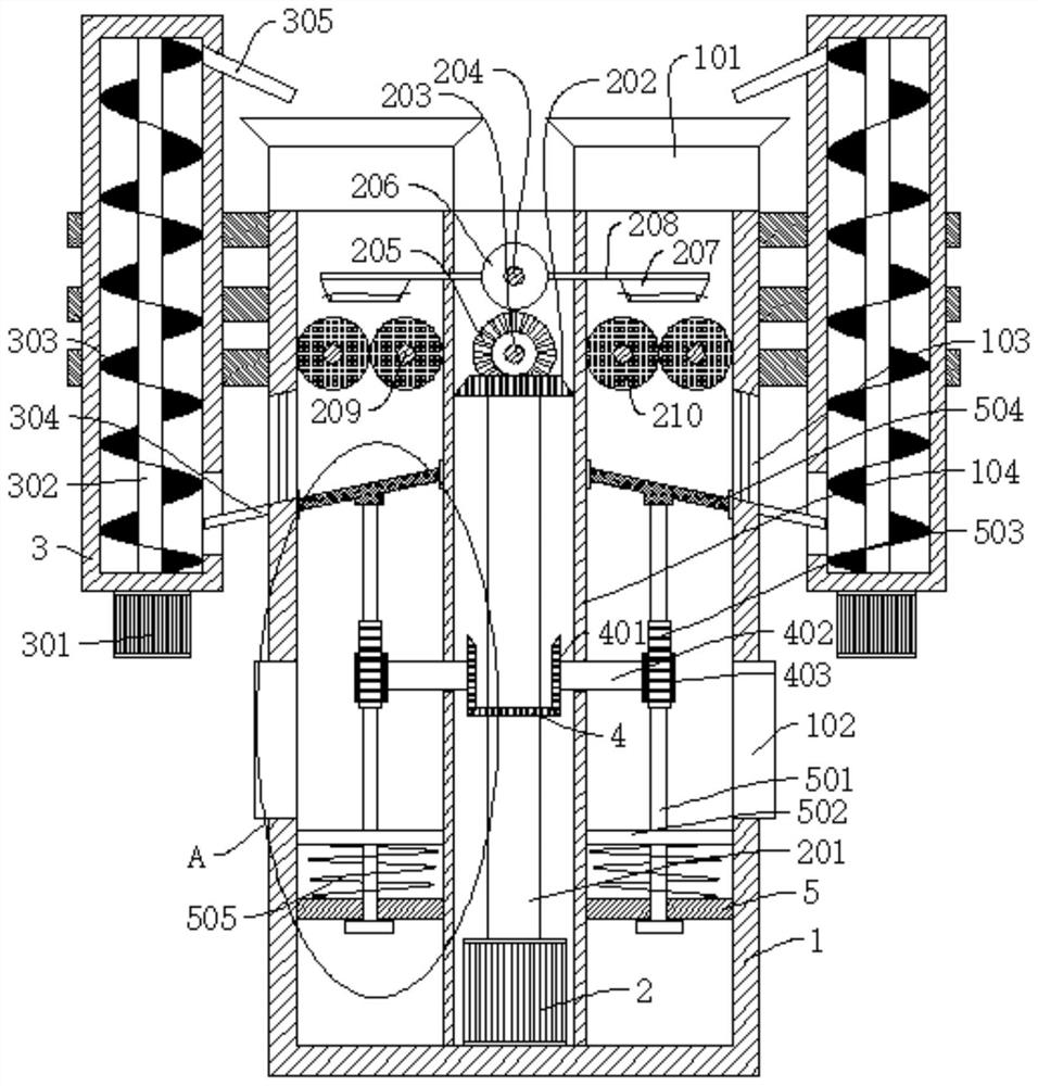 Circulating type feed crushing device