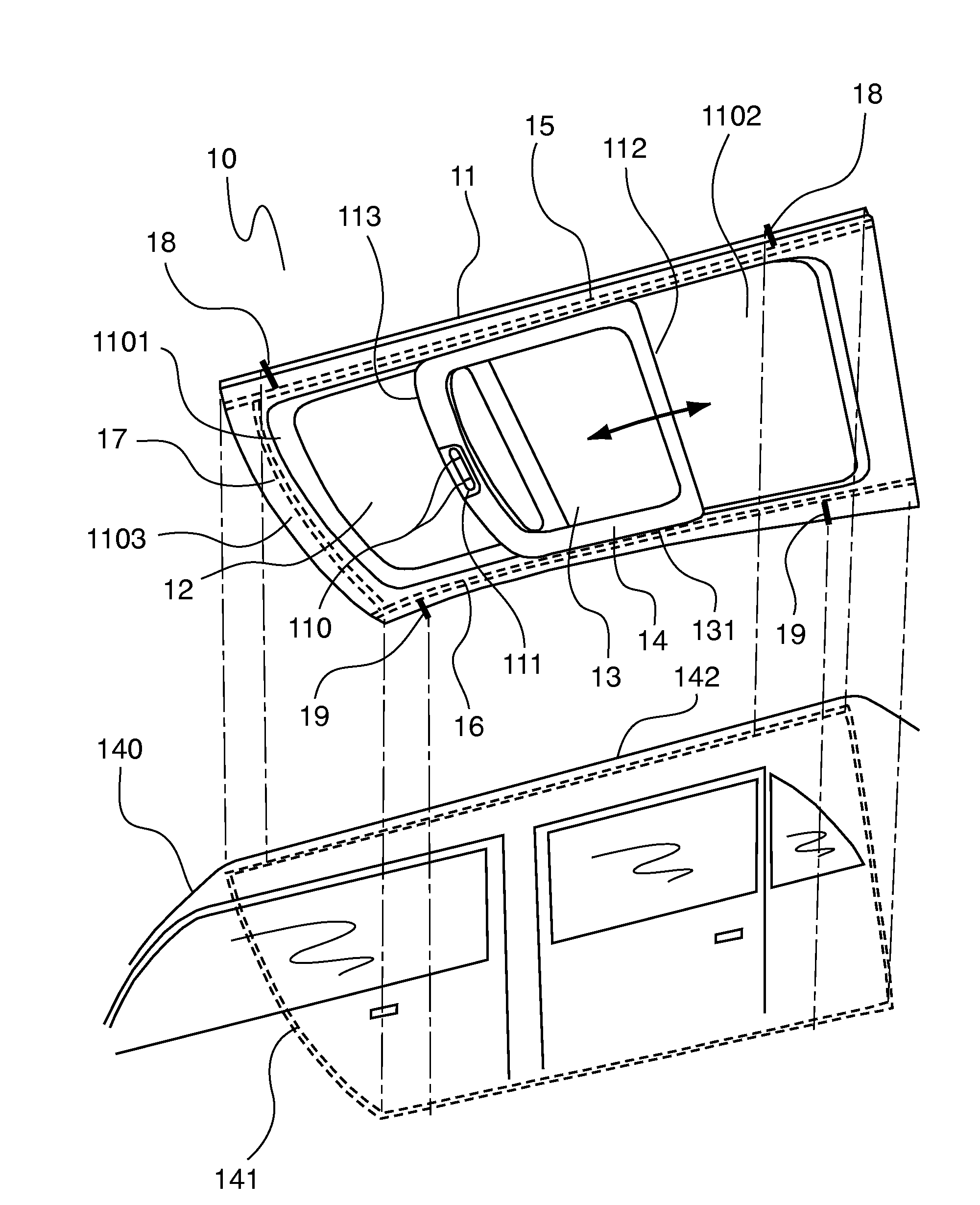 Glazed Roof of a Motor Vehicle, Corresponding Method of Assembly and Corresponding Vehicle