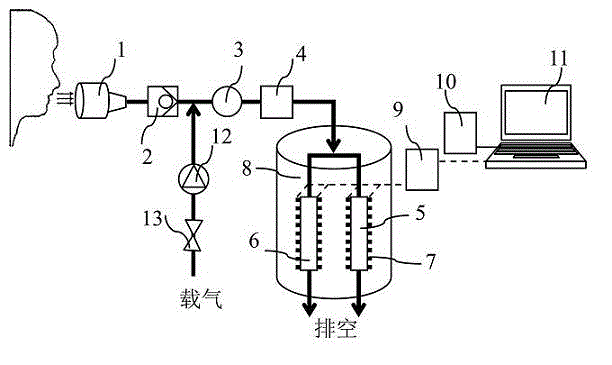 Calorimetric detection apparatus for acetone in breathing gas