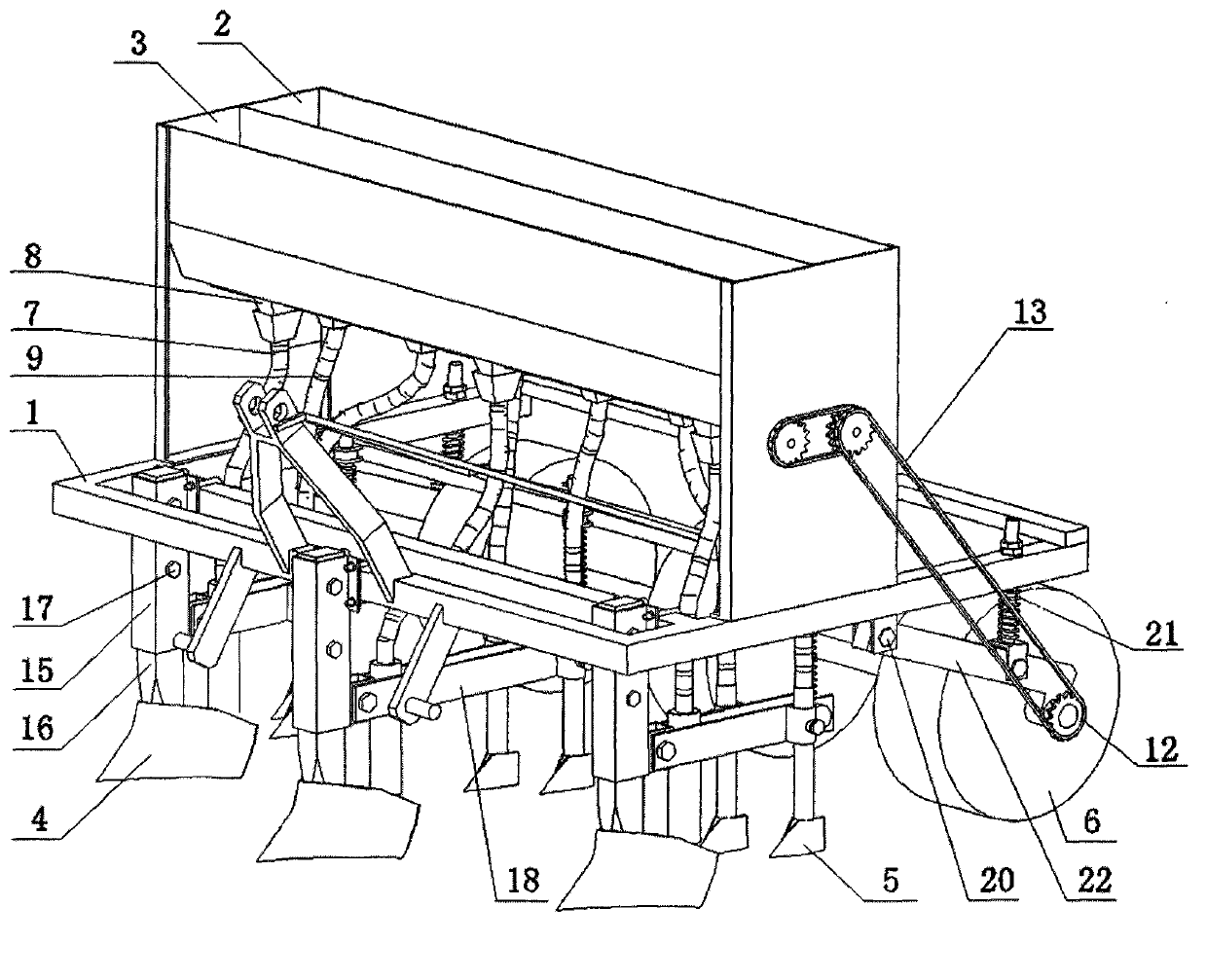 Large-ridge double-row buckwheat sowing machine