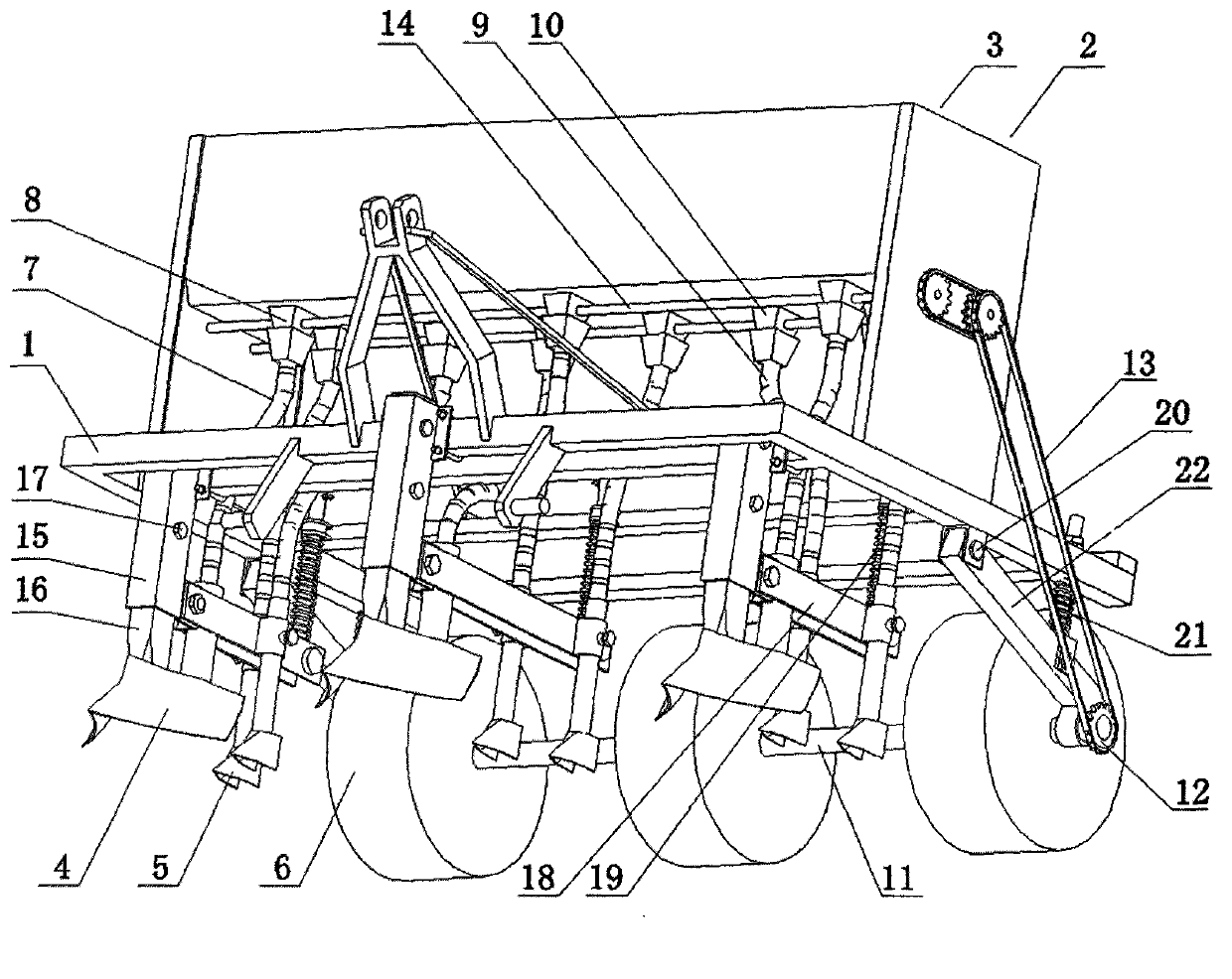 Large-ridge double-row buckwheat sowing machine