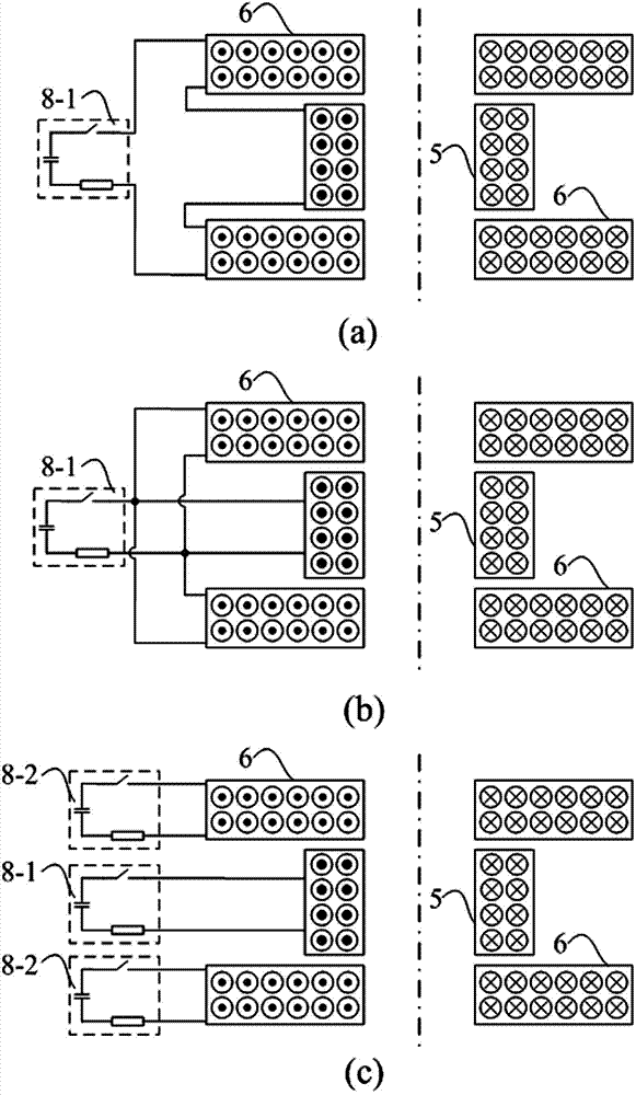 Method and device for electromagnetically forming metal pipe fitting in radial and axial loading mode