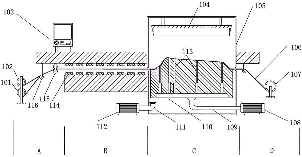 Vacuum plastic sucking molding process and vacuum plastic sucking molding device for regenerated leather skins of automobile door panels