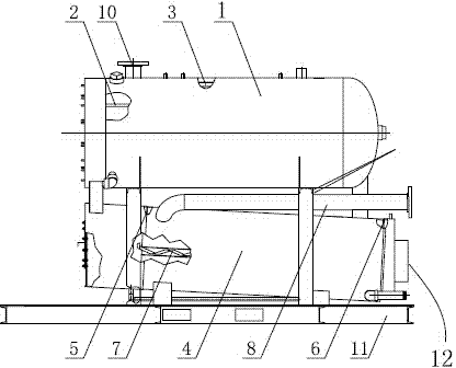 Condensation-type hot-water boiler arranged in triple-pass folding manner