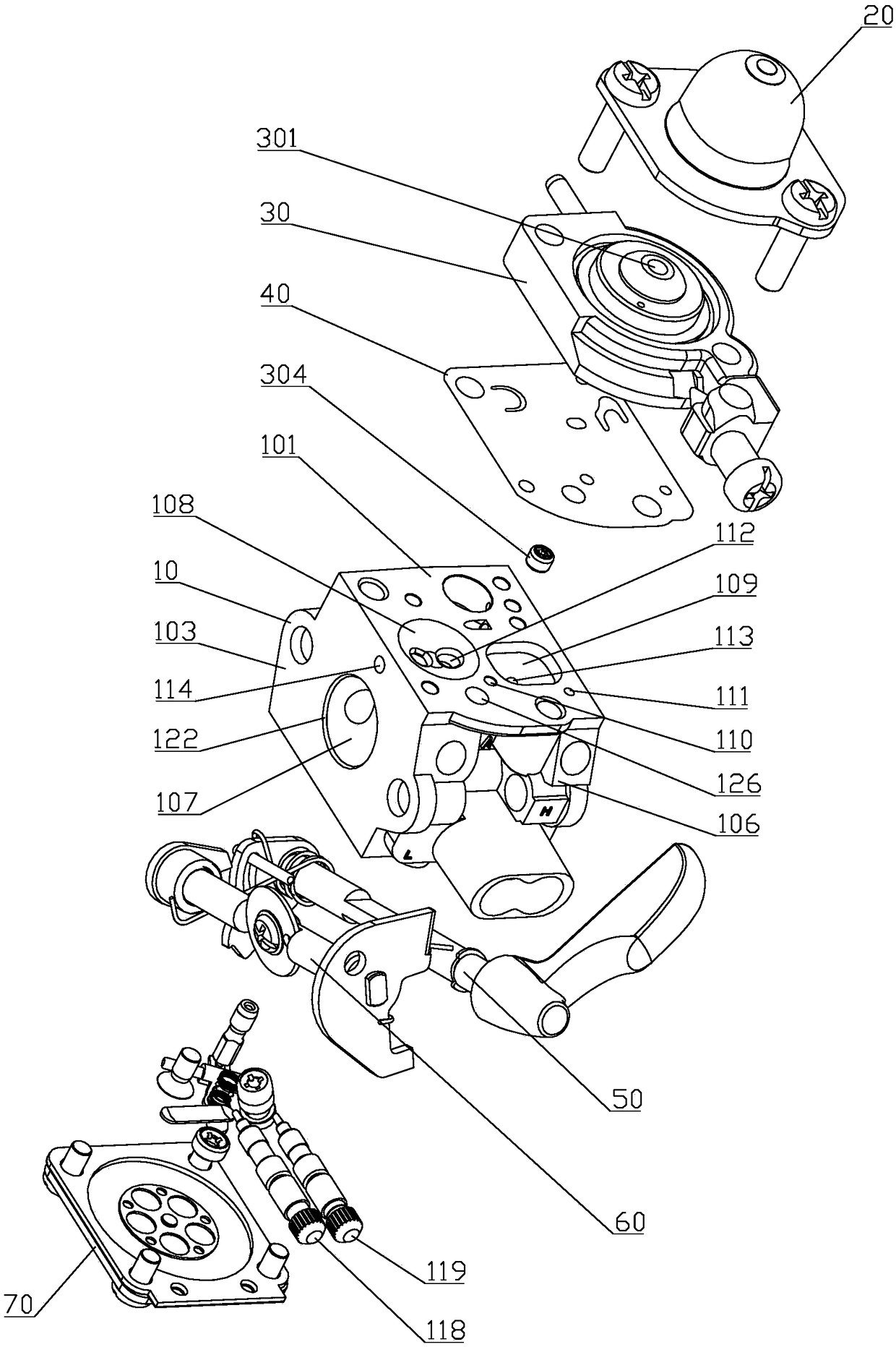 A carburetor with starting oil system