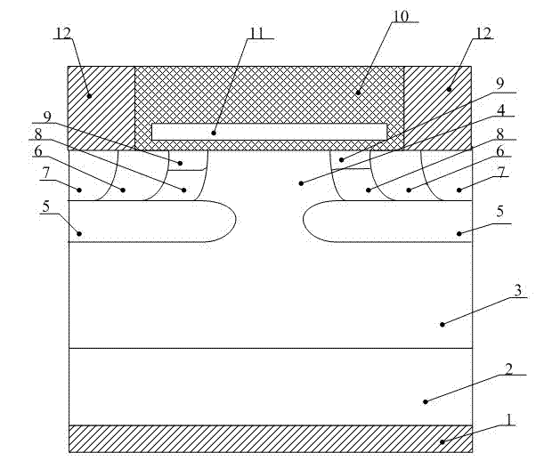 Vertical double-diffusion metal oxide semiconductor field effect transistor (MOSFET)