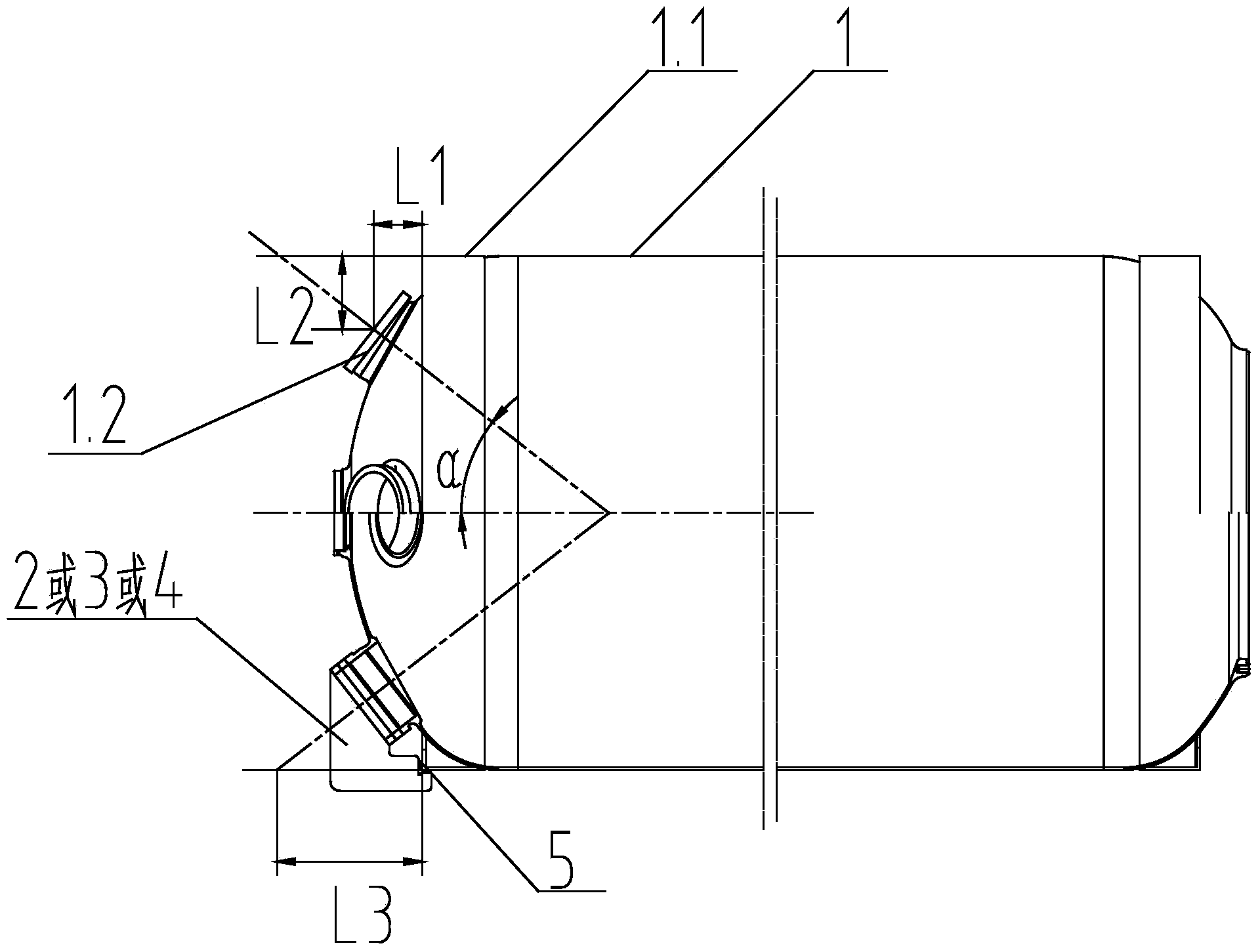 Method for measuring reversely-spraying hole of rocket chamber shell and special devices