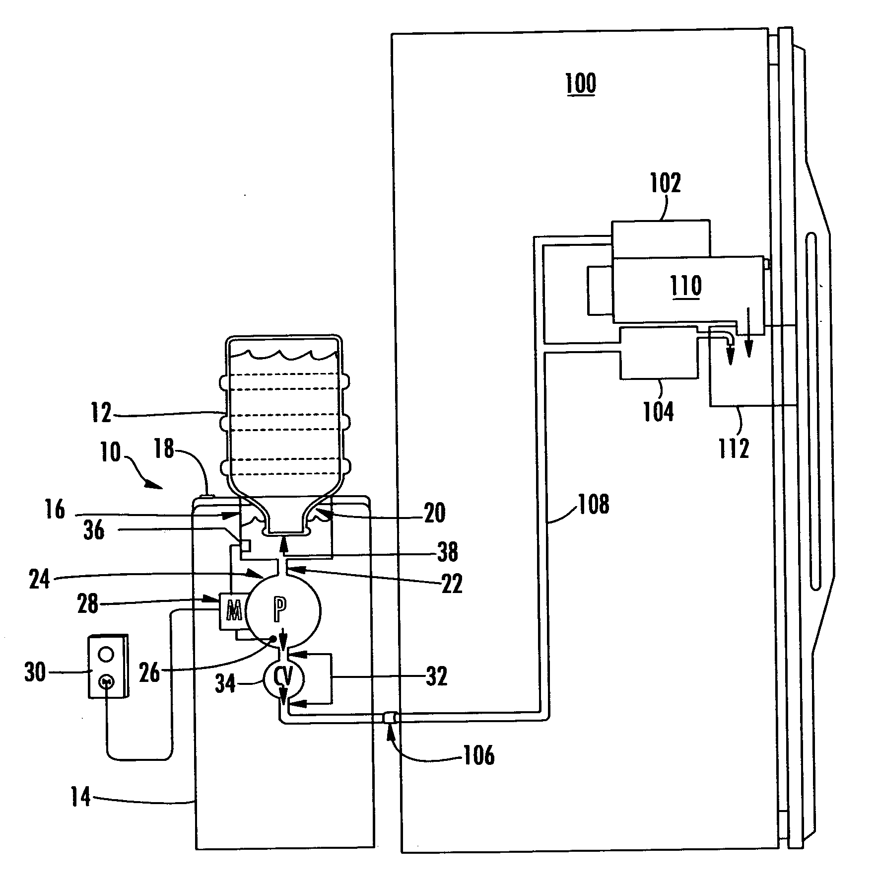 Method and apparatus for delivering bottled water to an automatic ice maker and water chiller