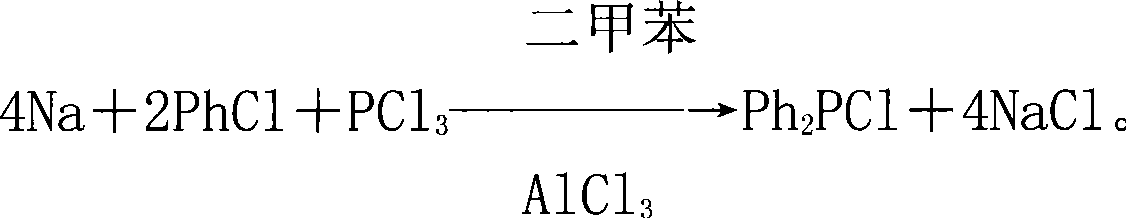 Raw material components and production method of diphenyl phosphorus chloride