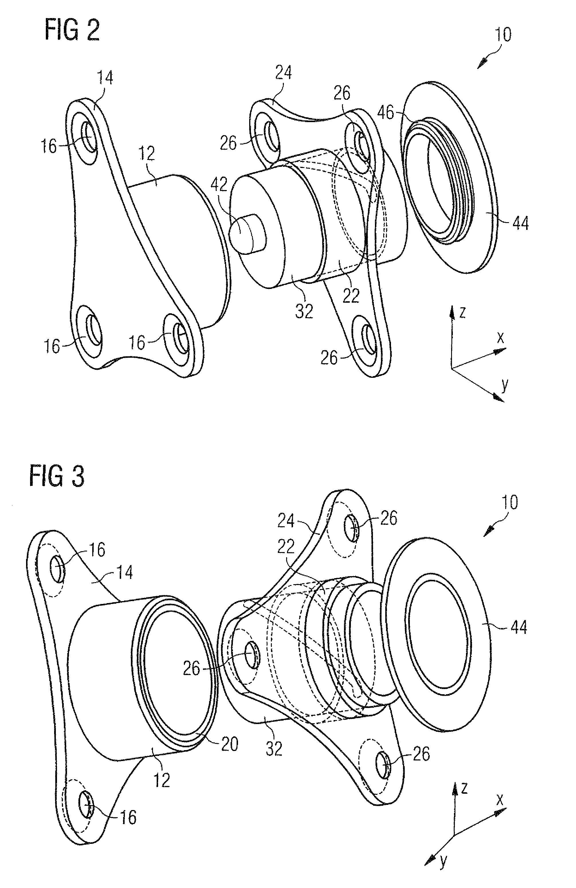 Device for rotatably bearing an aircraft interior fitting component