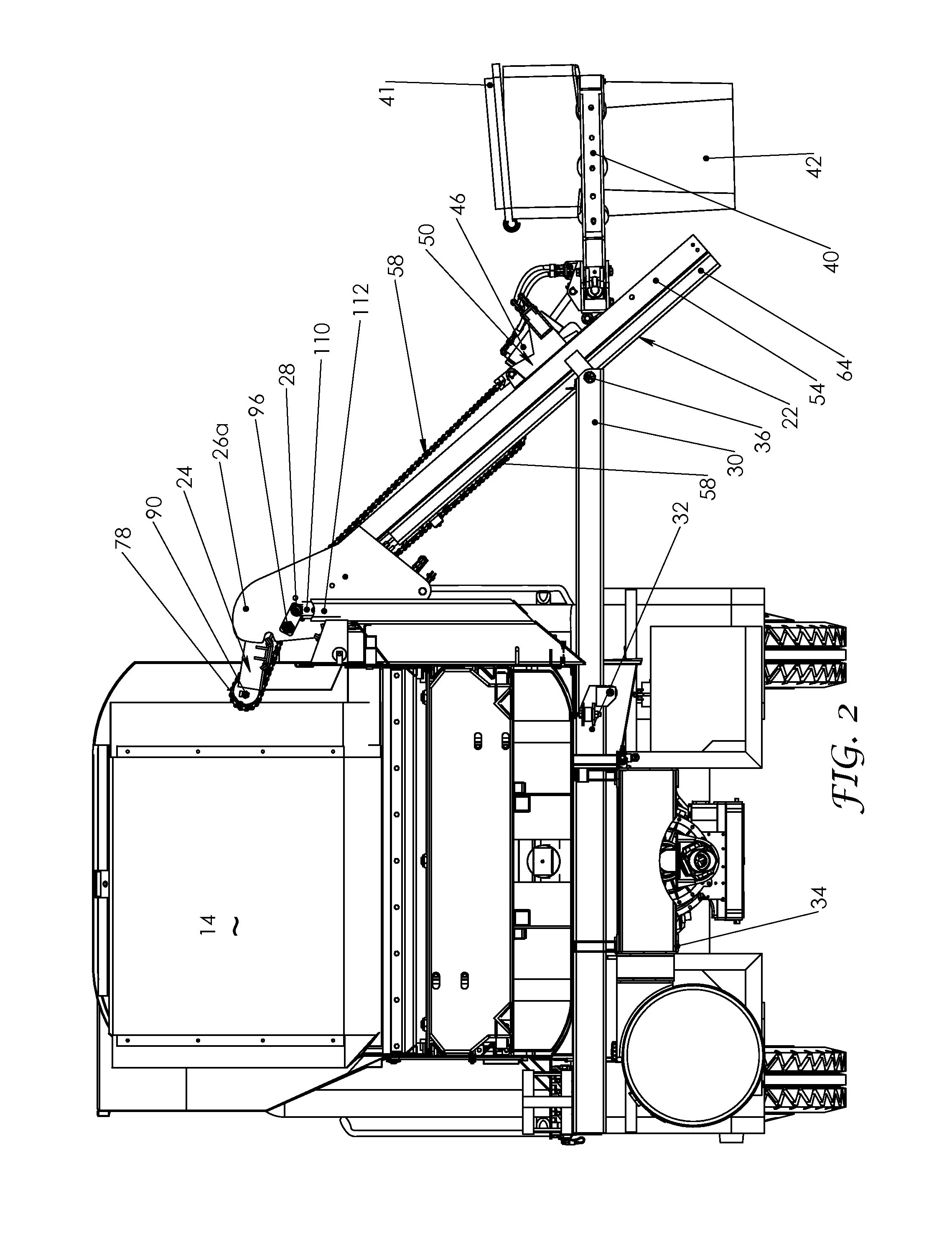 Side loader arm for refuse collection vehicle