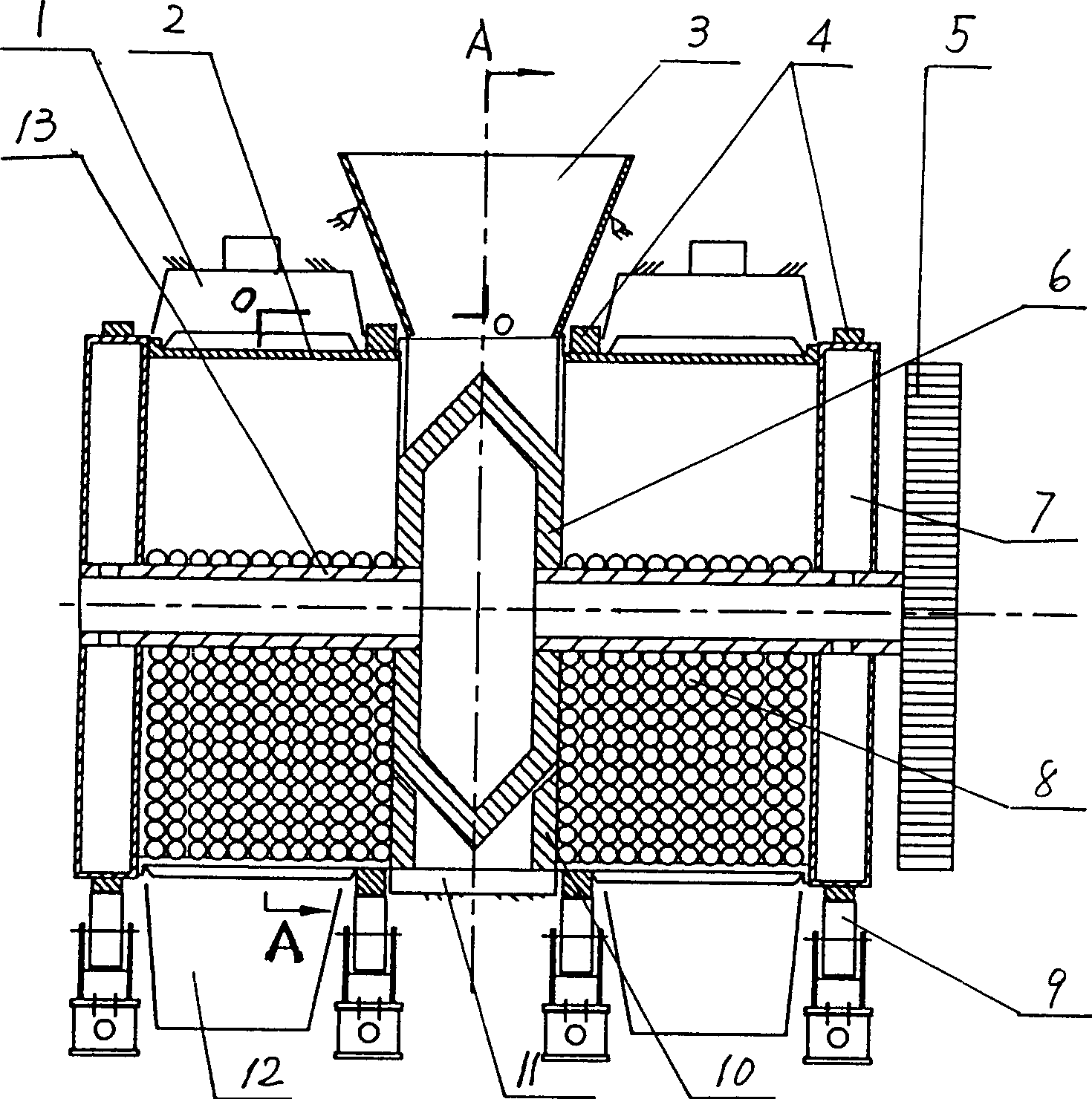 Double-cavity steel slag treating drum mechanism