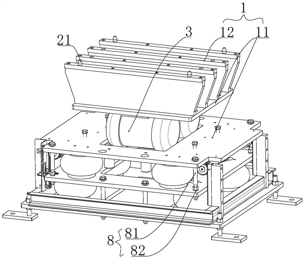 Nuclear waste material barrel jacking vibration filling device and filling method thereof