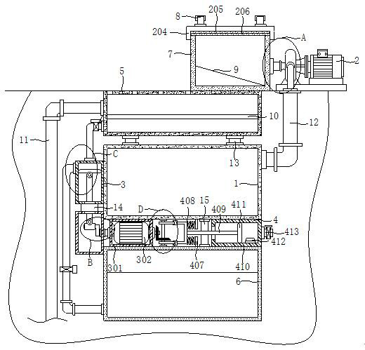 Gas collecting, guiding and discharging device for regulating reservoir of refuse landfill