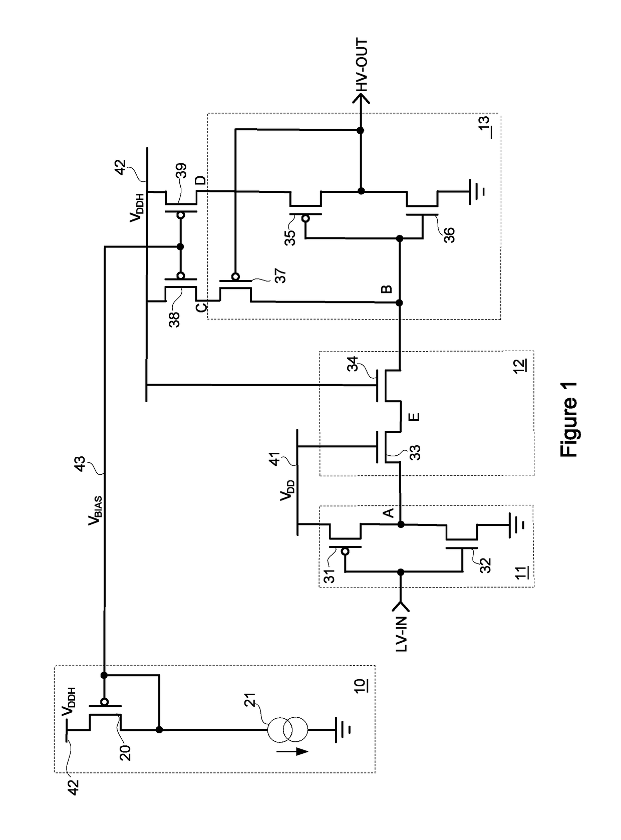 Low power voltage level shifter circuit